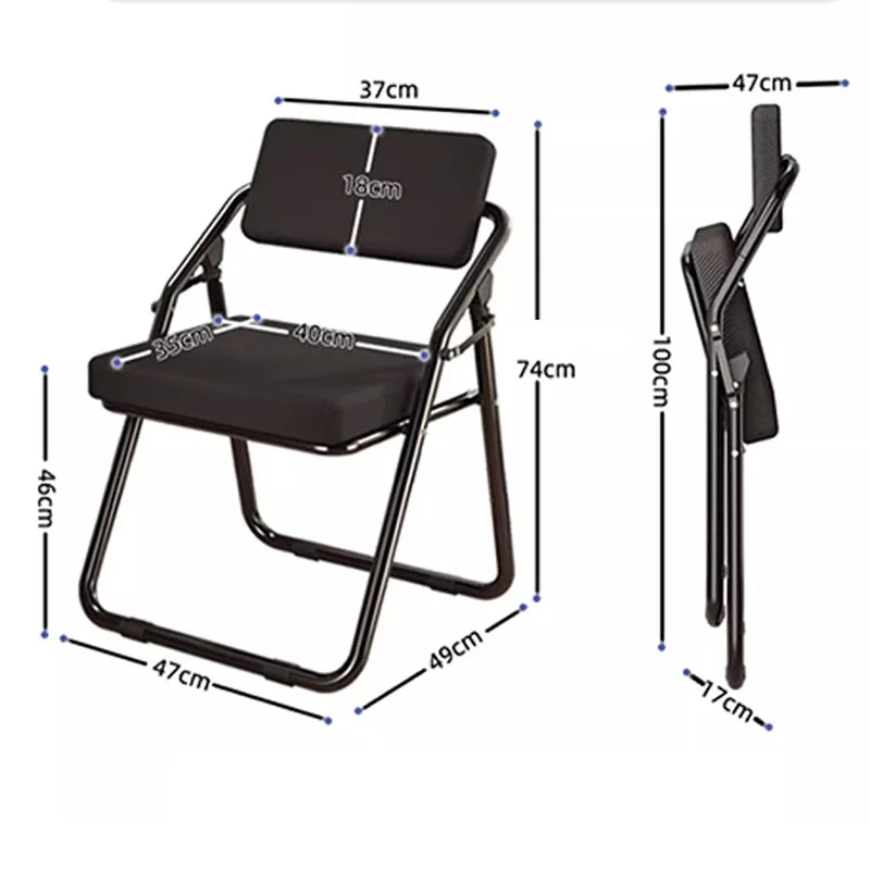 Folding Office Chair 5cm Thick Sponge Cushion Ergonomic Foldable Desk Chair Fold Up Chair for Home Office Meeting Room