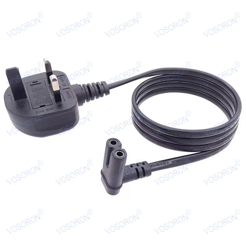 

Сменный шнур питания C7 Firgure 8, под углом вверх и вниз, для светодиодного ЖК-телевизора, британская вилка, кабель питания IEC C7 длиной 1,5 м