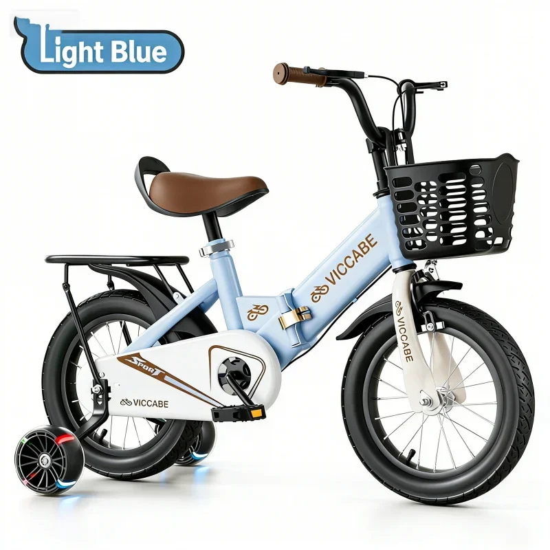 

Light Blue Vicabey Children's Bicycle with Rear Seat for Boys And Girls - Pedal Bike Suitable for Ages 3-12 Years Old