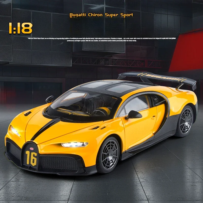 Big Size 1:18 Bugatti Chiron Supercar Model Colletable Miniature Voiture Home Decor Diecast Toy Vehicle Children Boy Toy Gift