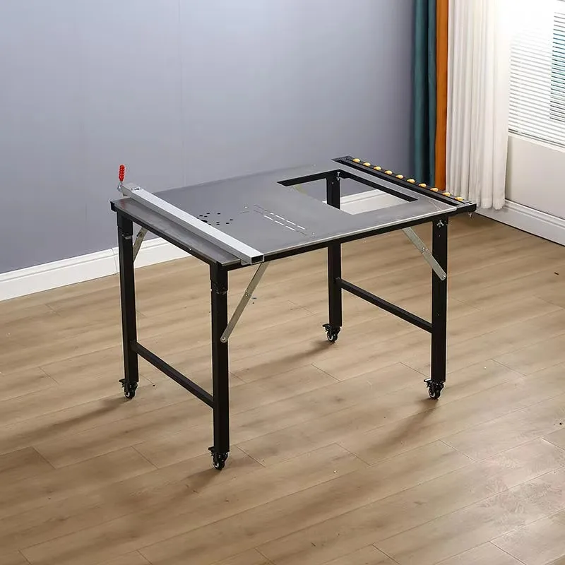 منضدة عمل محمولة قابلة للطي من الفولاذ المقاوم للصدأ لآلة قطع الخشب منشار دائري لوحة أفقية منشار طاولة