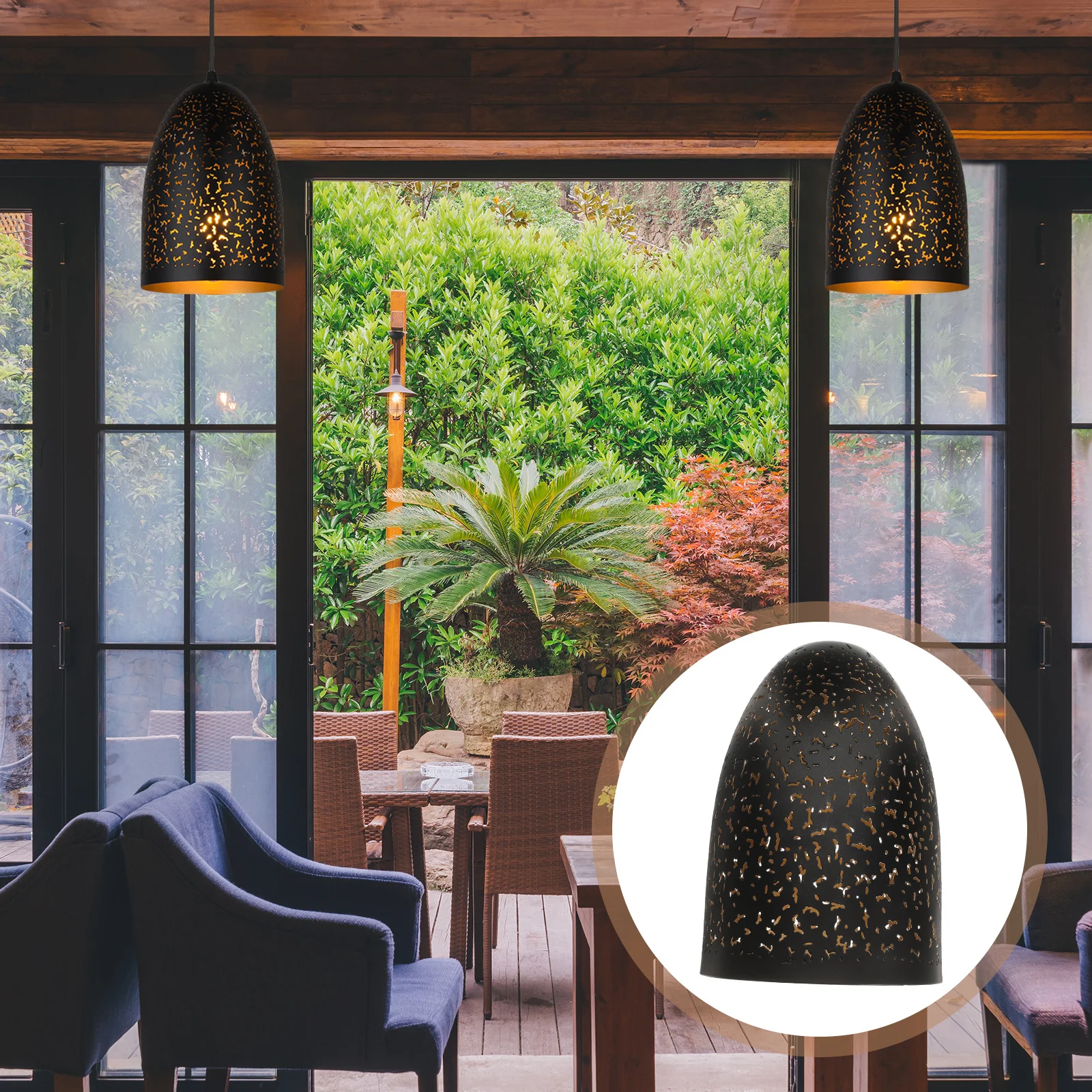 

Round Lamp Shade Metal Hanging Lamp Cover Black Chandelier Light Shade Large Replacement For Living Room Bedroom Office