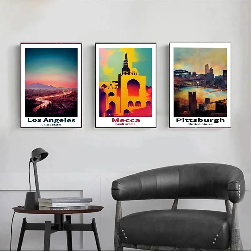 Retro China Japan Korean England City Travel Landscape Posters and Prints Canvas Printing Wall Art Picture for Living Room Decor