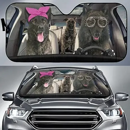 Dutch Shepherd Dog Driving Headband and Eyeglasses Dog Family Car Sunshade, Dutch Shepherd Dog  Car Windshield Durable Visor