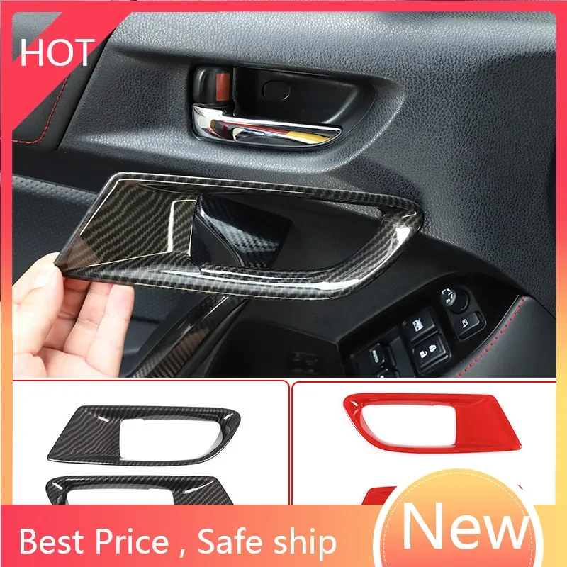 

For Toyota 86/Subaru BRZ 2012-2020 ABS Carbon Fiber/Red Car Door Inner Door Handle Bowl Decoration Cover Sticker Car Accessories