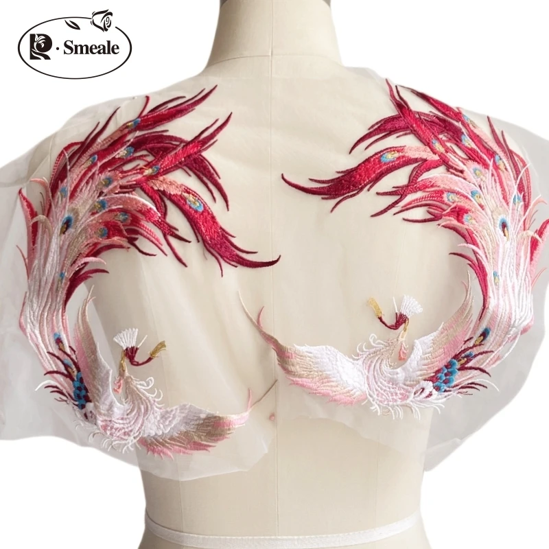 Chinese Traditional Phoenix Applique Lace Patch Dress, Children\'s Wear, Decorative Flower, New, RS4258, 45.5*30cm