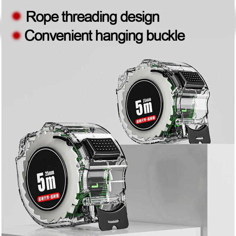 5M/7.5M/10M 검정색 형광 줄자 고정밀 두꺼운 줄자 내마모성 및 낙하 방지 줄자