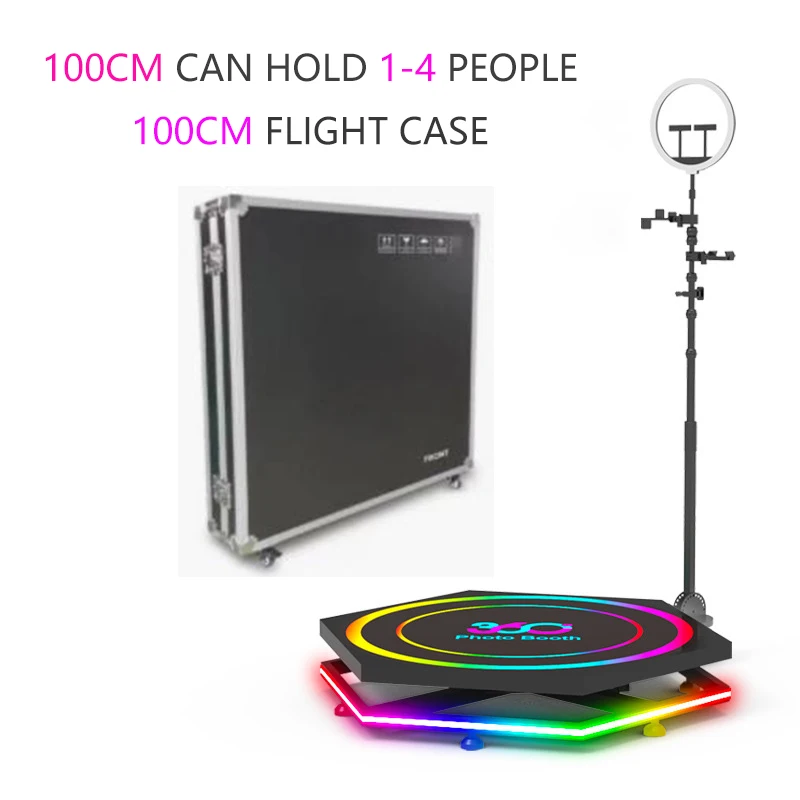 360 Photo Booth Automatic Spinning Camera Selfie 4 People 100cm hexagon style Led Machine Portable Flexible