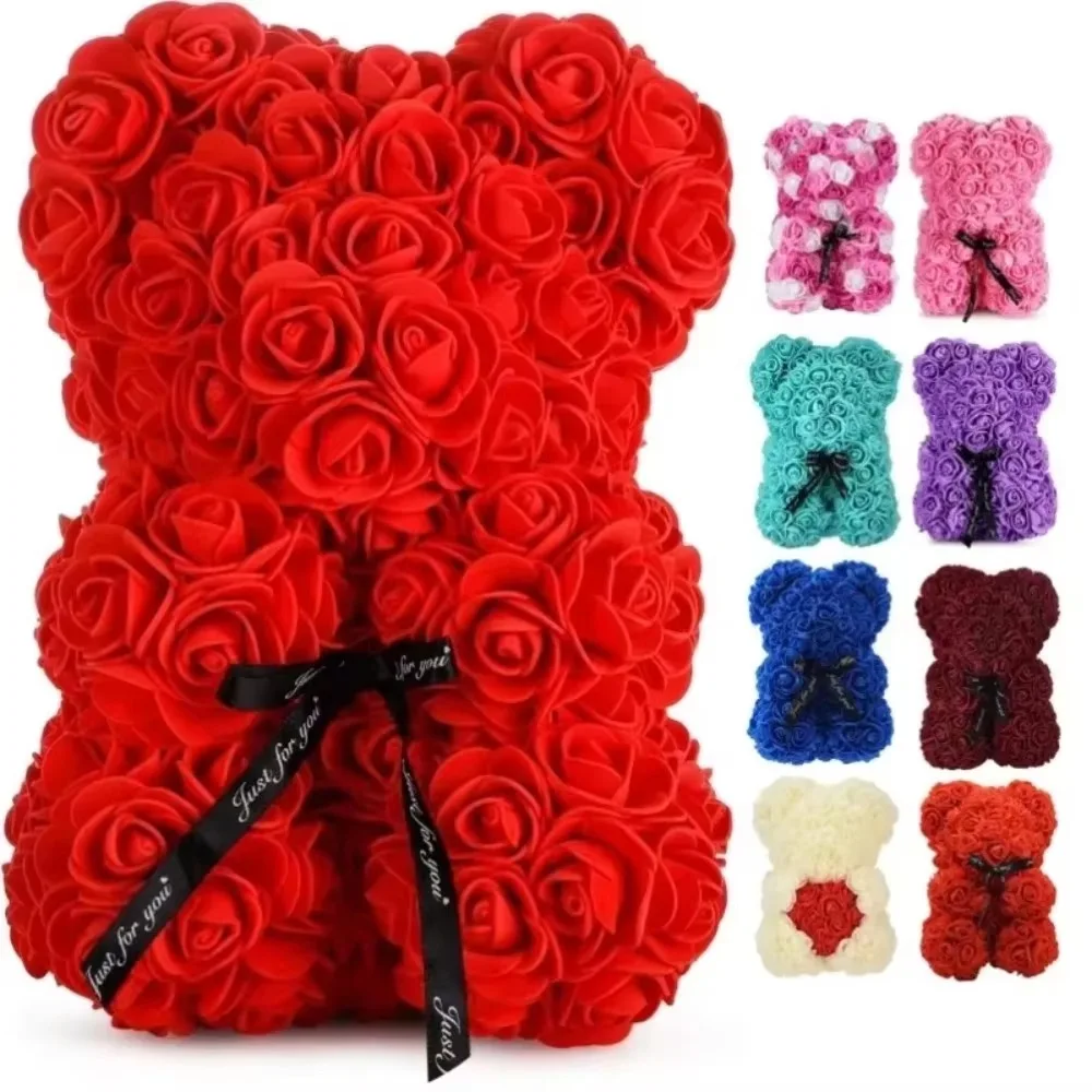 Artificial Flower Eternal Rose Teddy Bear for Mom Mother's Day Birthday Valentine's Day Anniversary Gift & Artificial Decor