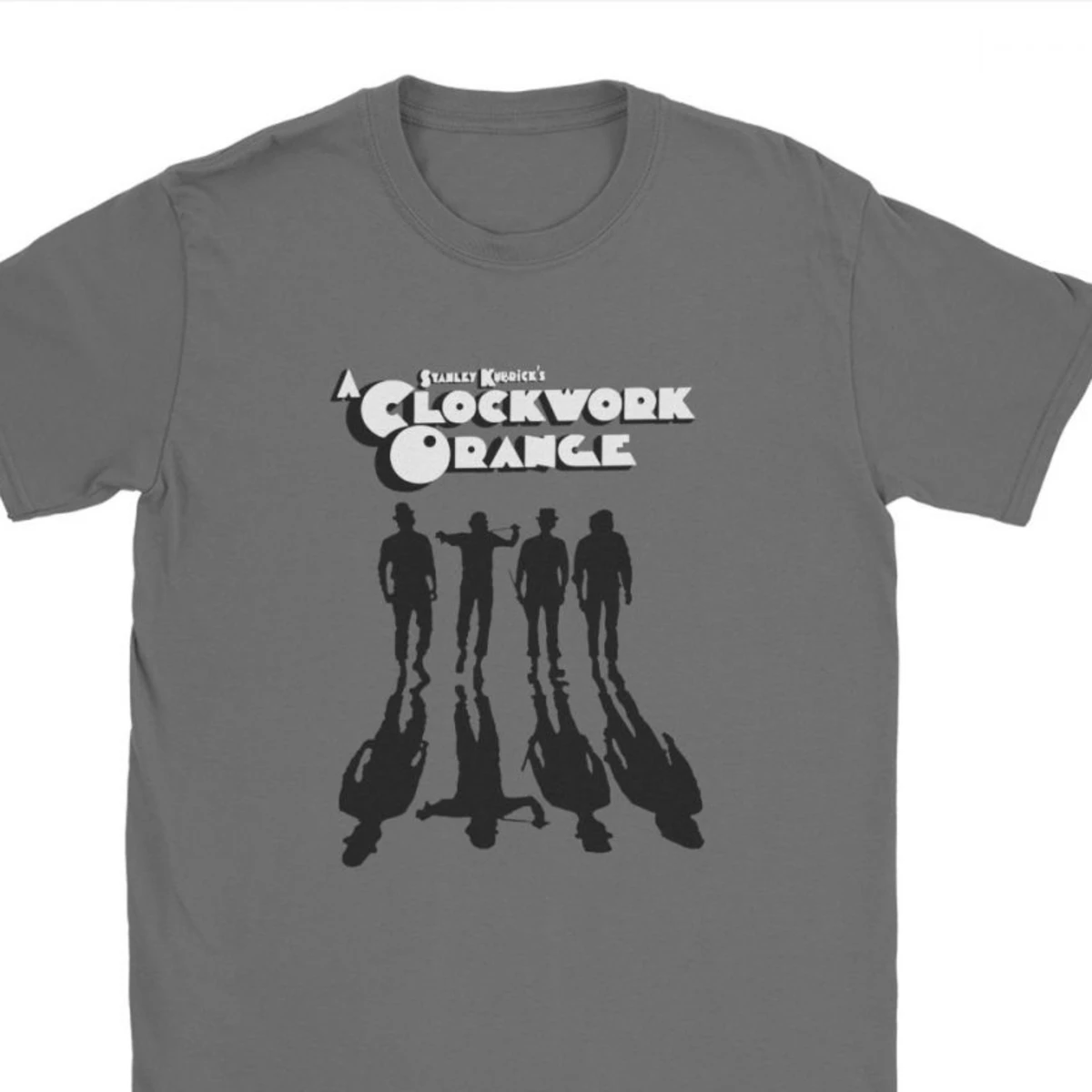 Camiseta de algodón para hombre, ropa de calle con estampado de sombras naranjas, mecanismo de relojería, Kubrick, Darkness, divertida