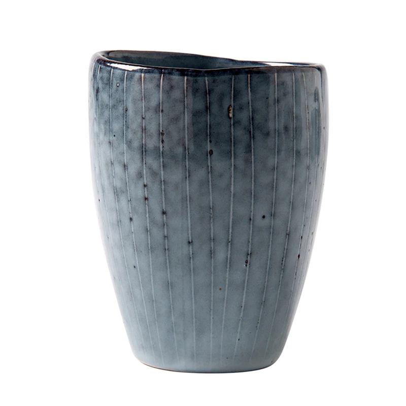 Vintage Coffee Mug Irregular Ceramic Mug Hand Painted Blue Coffee Cups Porcelain Milk Tea Mug Gift Office Cafe Drinkware 300ML image 5