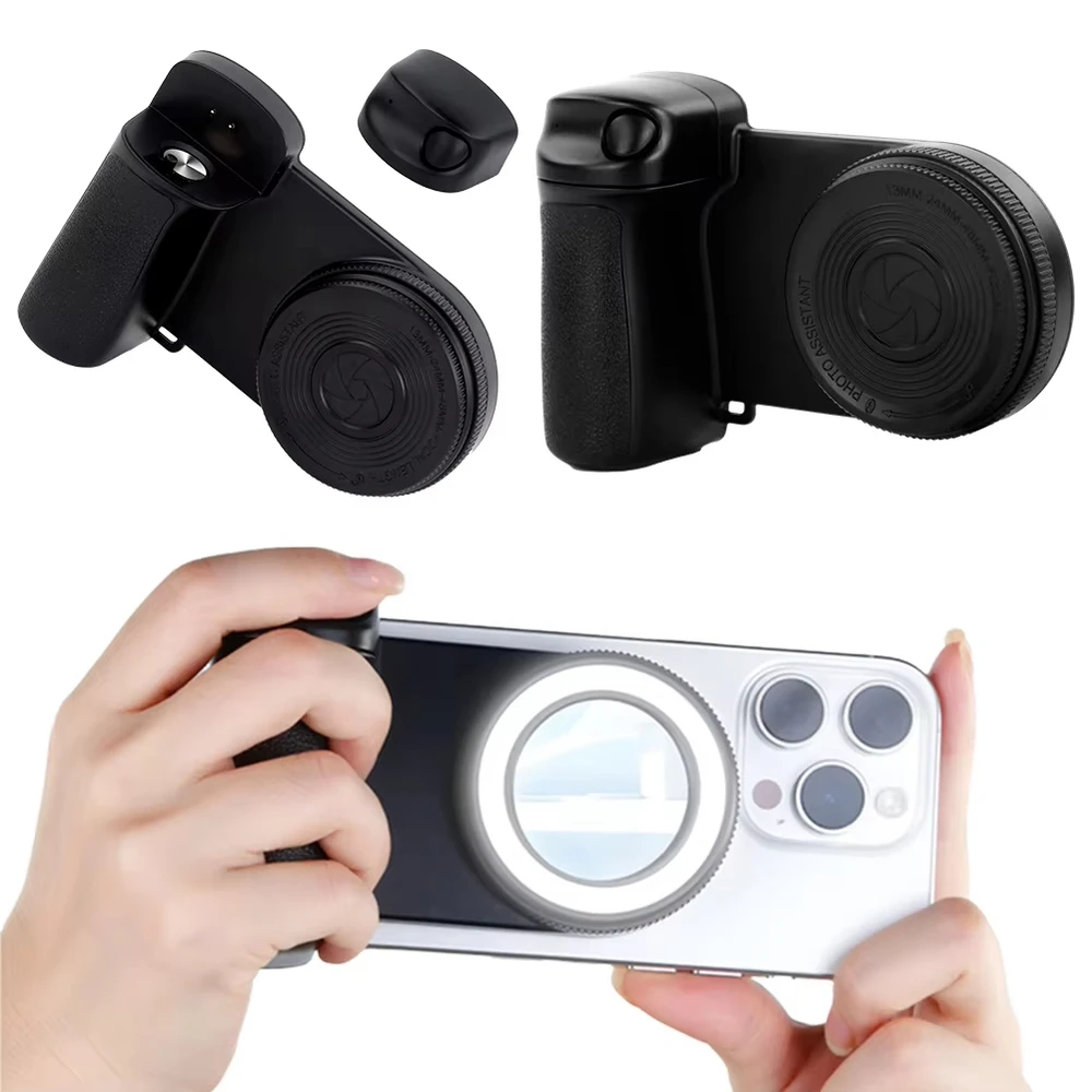 Bluetooth-Compatible Shutter Phone Hand Grip Camera Handle Grip Selfie Stablizer Selfie Handle for iPhone
