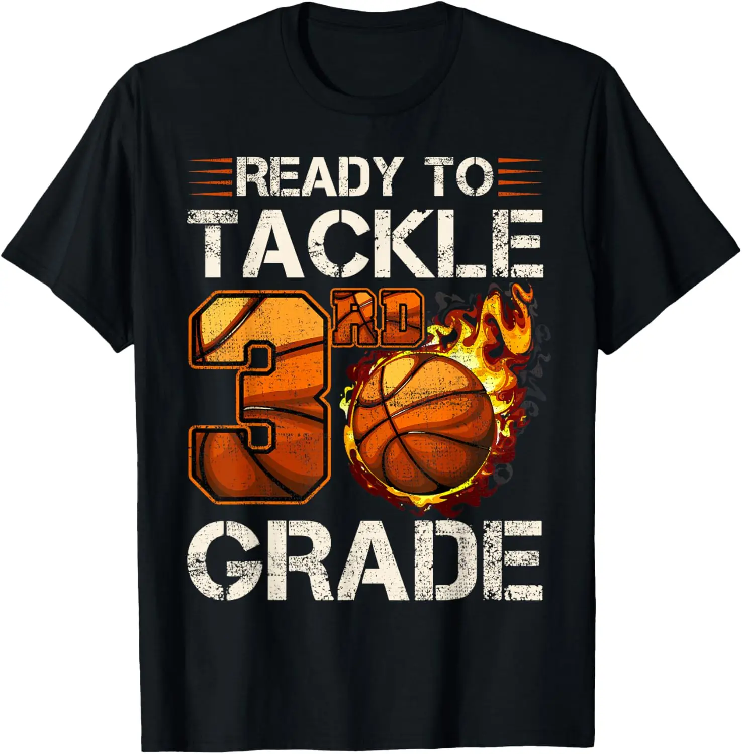 Ready To Tackle 3rd Grade Basketball Fan Back To School T-Shirt