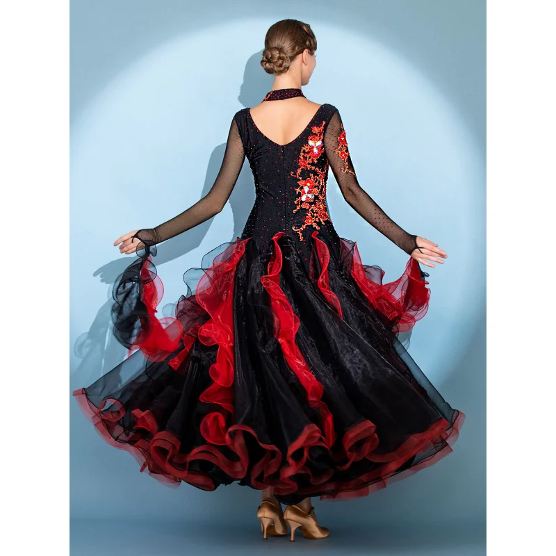 Traje de actuación adornado con diamantes de lujo para danza moderna, traje de baile de salón, traje de competición 281