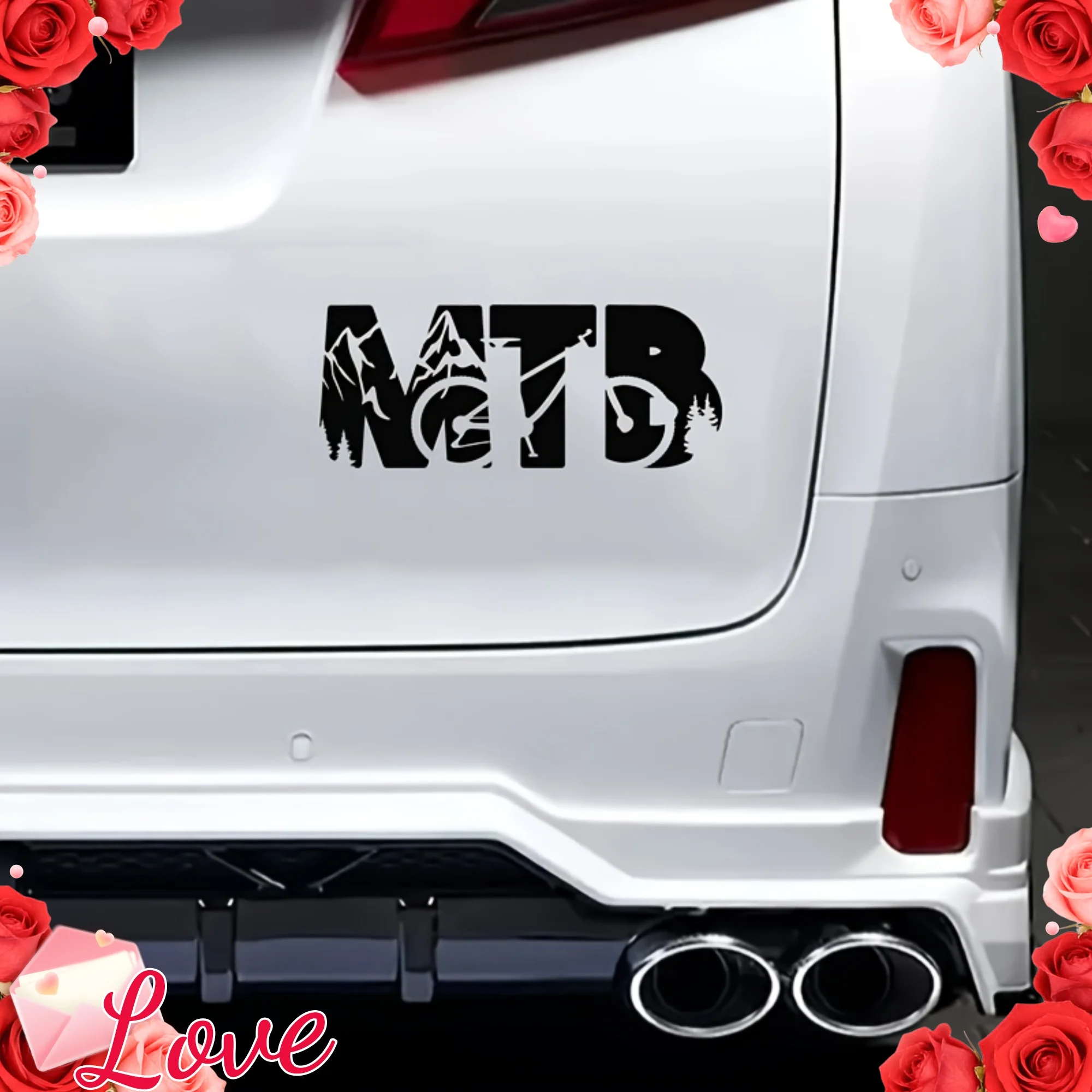1PC Black White MTB Mountain Bike Pattern Sticker Waterproof Vinyl Decal for Bike Frame & Car Decor