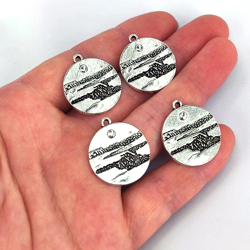 

50pcs round sun river waterfall scenic tourism pendant charm for DIY women man Accessories