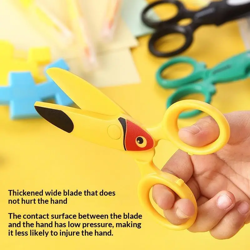 School Supplies Kids Plastic Scissors Cartoon Animal Parrot Dolphin Design DIY Art Craft Safe Cutting Tool for Home