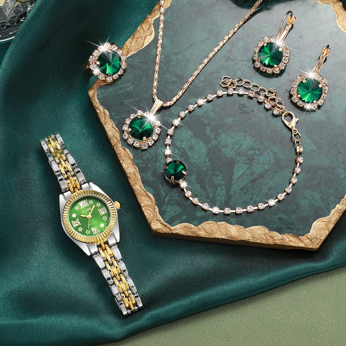 لا يوجد صندوق هدايا؛ قرص على شكل زهرة دفعة على شكل صدفة مع حزام ذهبي مرصع بالألماس ومتدرج للسيدات مجوهرات ماسية كاملة 5 قطع #4