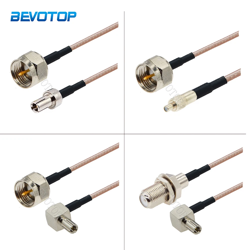 2Pcs/Lot F Male/Female to TS9 Male Connector Nickel Plated RG316 RF Coaxial Cable Jumper Pigtail 3G Antenna Extension Cable