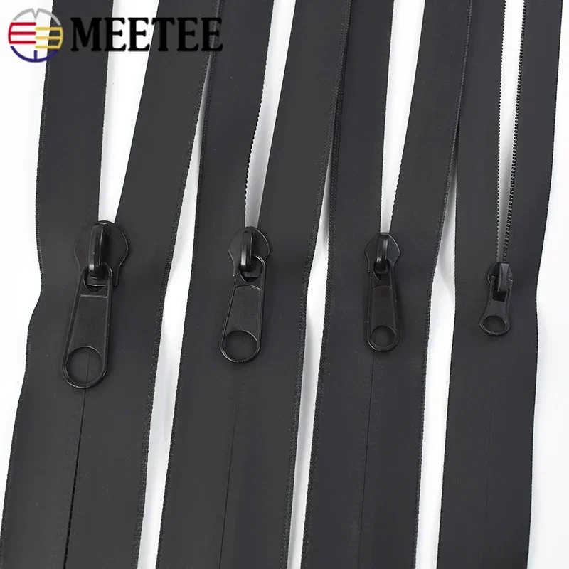 2/5/10M Meetee 3# 5# 8# 10# Waterproof Zippers With Sliders Black Invisible Nylon Zips For Bags Garment DIY Sewing Accessories