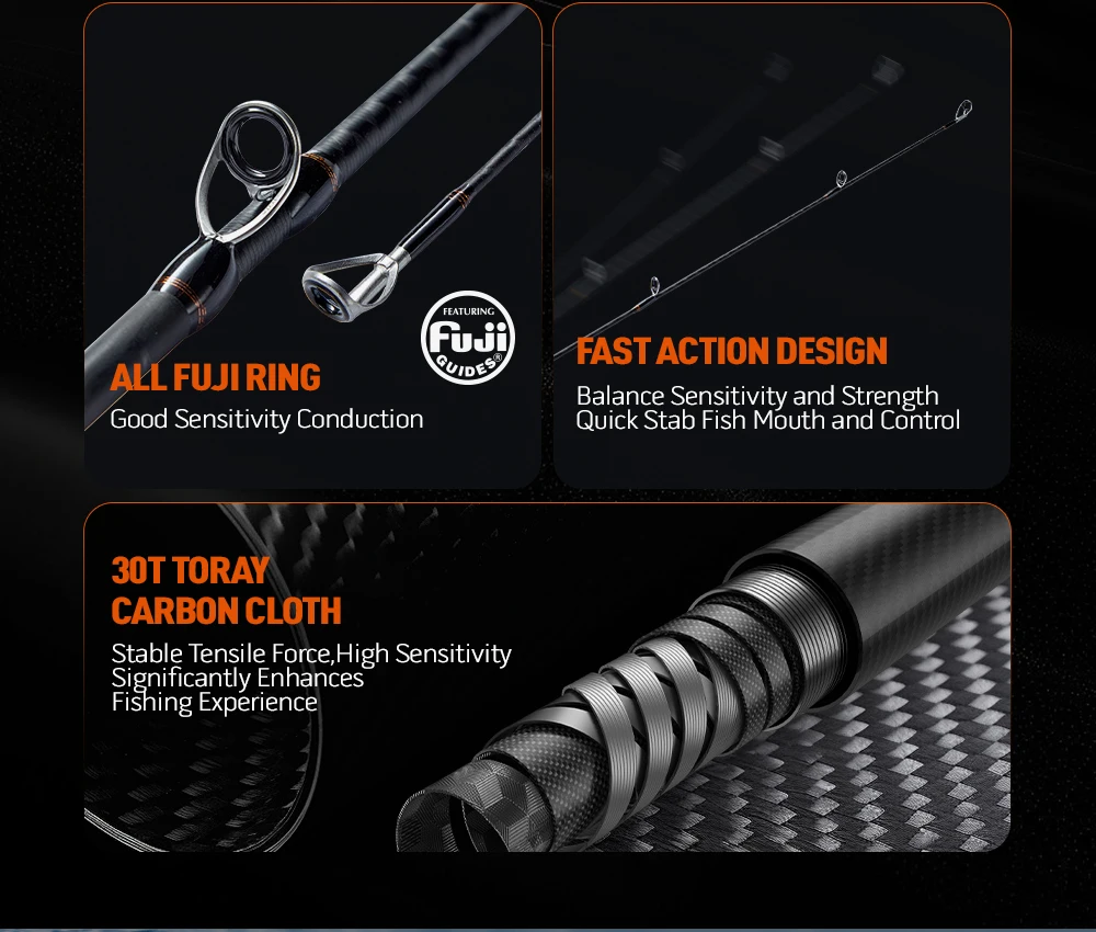 Soloking Fluxus Ultralight Long Casting Spinning Baitcasting Angelrute Fuji Guide 40T Carbon Allzweck-Bass- und Hechtangelrute – Detail 5