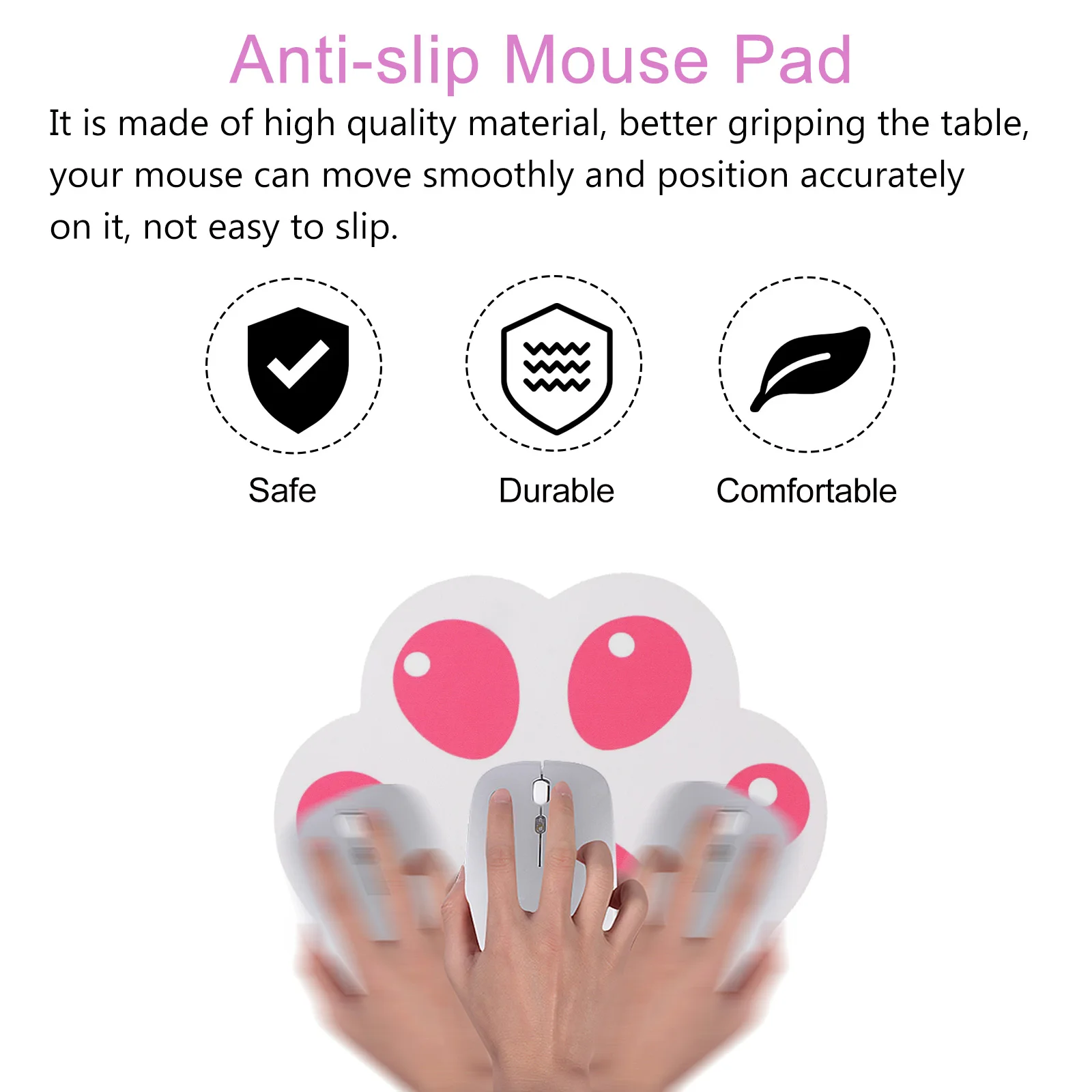 

2Pcs Cartoon Cat Claw Mouse Pad Computer Mouse Mats Cushions Soft Rubber Base