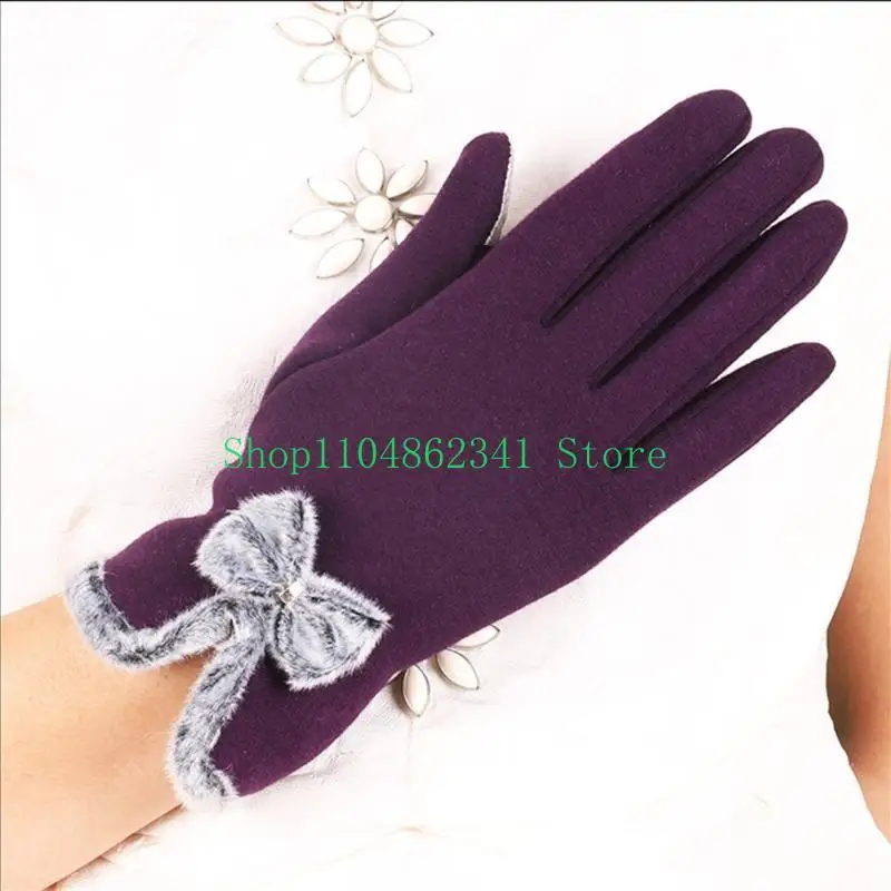 

5asd теплые перчатки, элегантные варежки, зимние перчатки с бантом, перчатки с полным пальцем для женщин