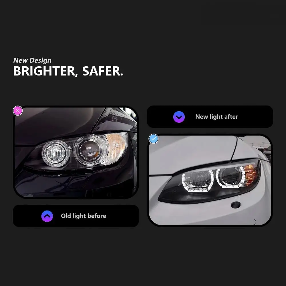 Car Front Lighting for BMW E92 Headlights 2006-2012 E93 Headlight 330i335i DRL Hid Head Lamp Angel Eye Bi Xenon Beam Accessories