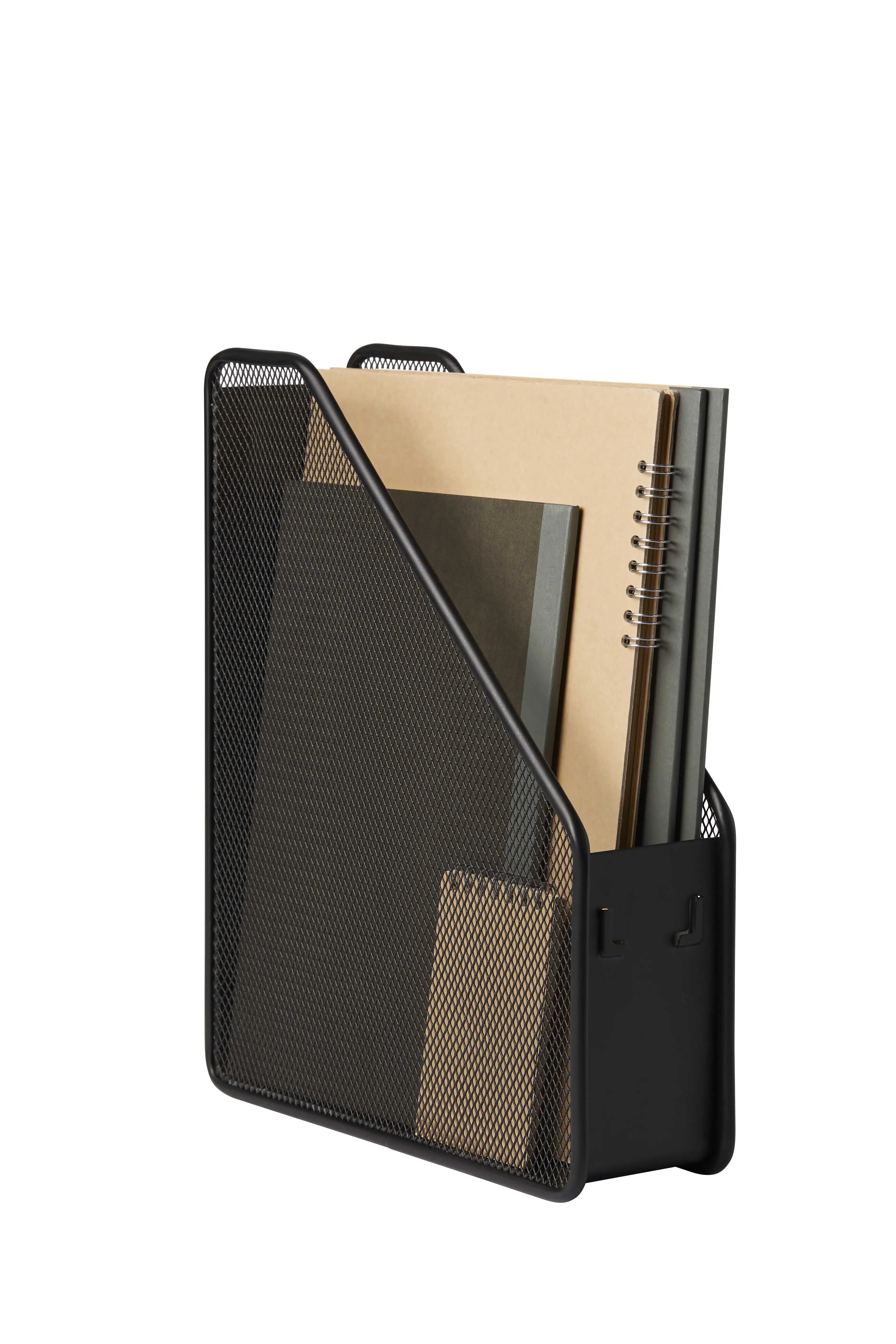파일 정리함, 금속 메쉬 잡지 파일 홀더, 검정색, 수납 공간 1개
