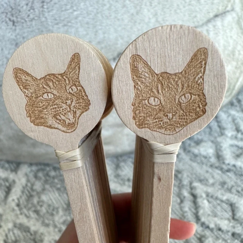 

Set of 50 Signature Cat Drink Stir Stick,Wood Engraved Cocktail Sticks,Wedding Engagement Birthday Party Drink Sticks, Round Top