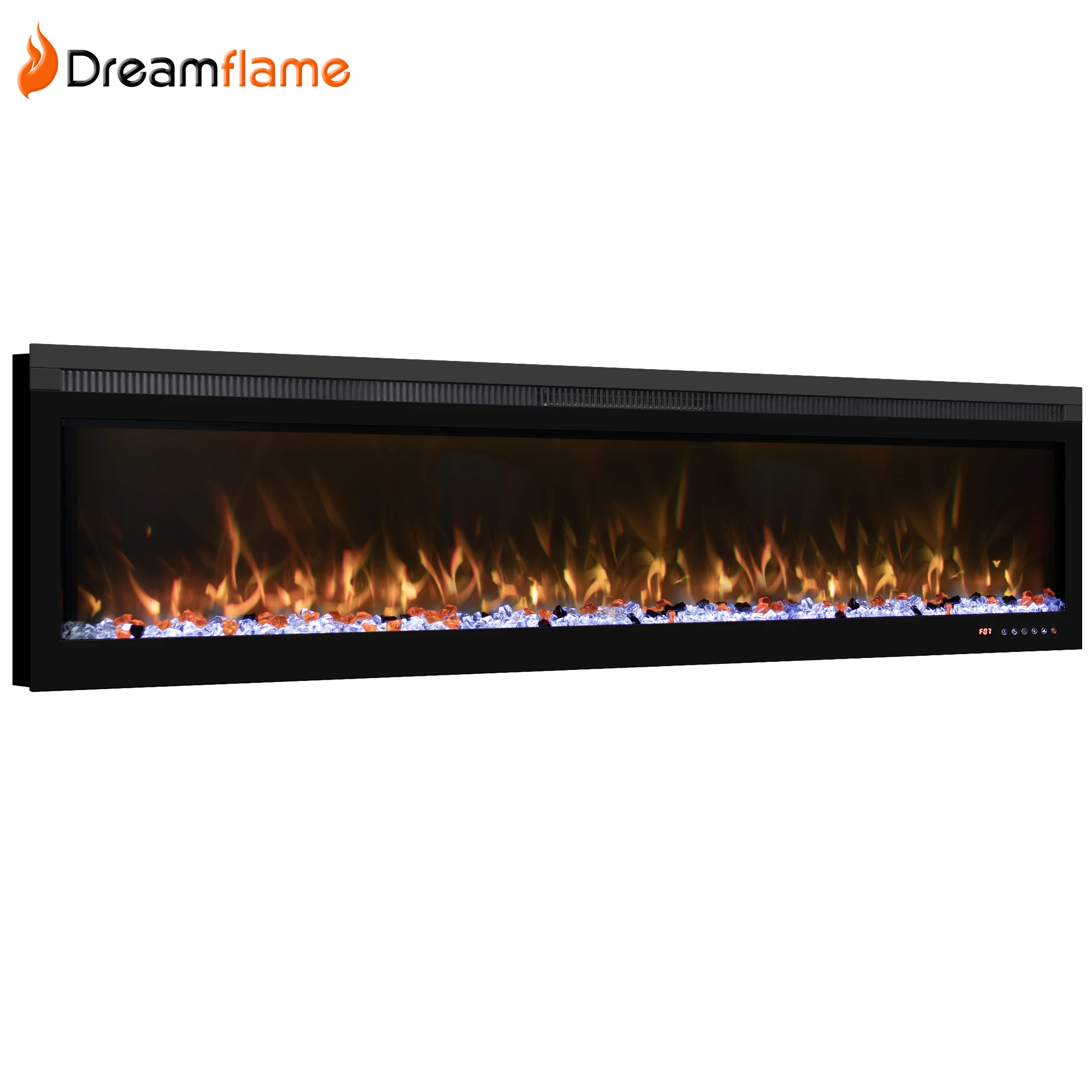 60 Inches Wholesale WiFi-Enabled Electric Fireplace Manufacturer With Slim Frame Thermostat Multi-Color Combinations