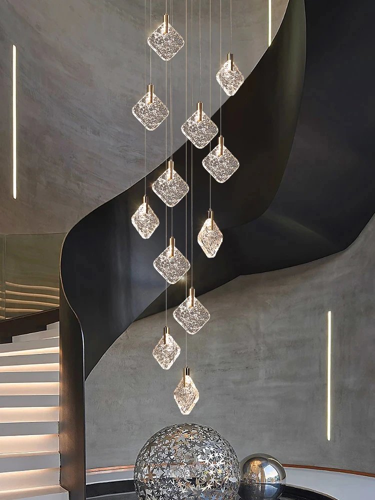 

REVEN American Style Chandelier 2025 Dimmable Pendant Light with Rhomboid Crystal Ceiling lamp for Interior staircase Luster