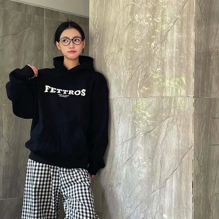 

2024 autumn and winter new Guochao basic letter printing sweater tide brand sweater loose casual pure cotton hoodie