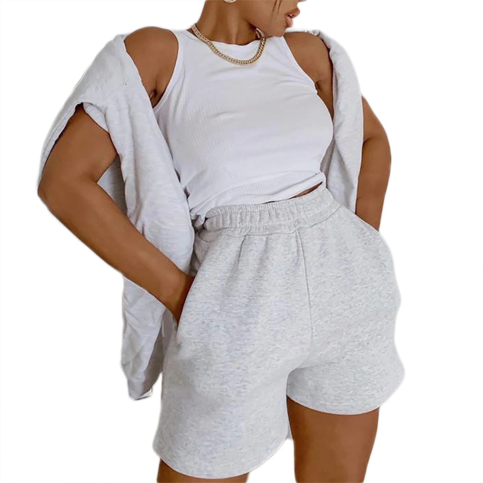 Women Girl Lounge Summer Shorts Sports Athletic Cotton Sweat Shorts Tracksuit Workout Y2k Shorts with Pockets