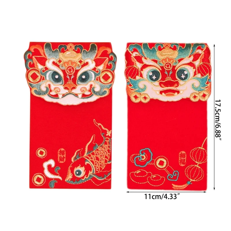 Buste rosse cinesi, busta con soldi fortunati 2024 anno del drago, drago Hongbao ricamato per borsa regalo Capodanno