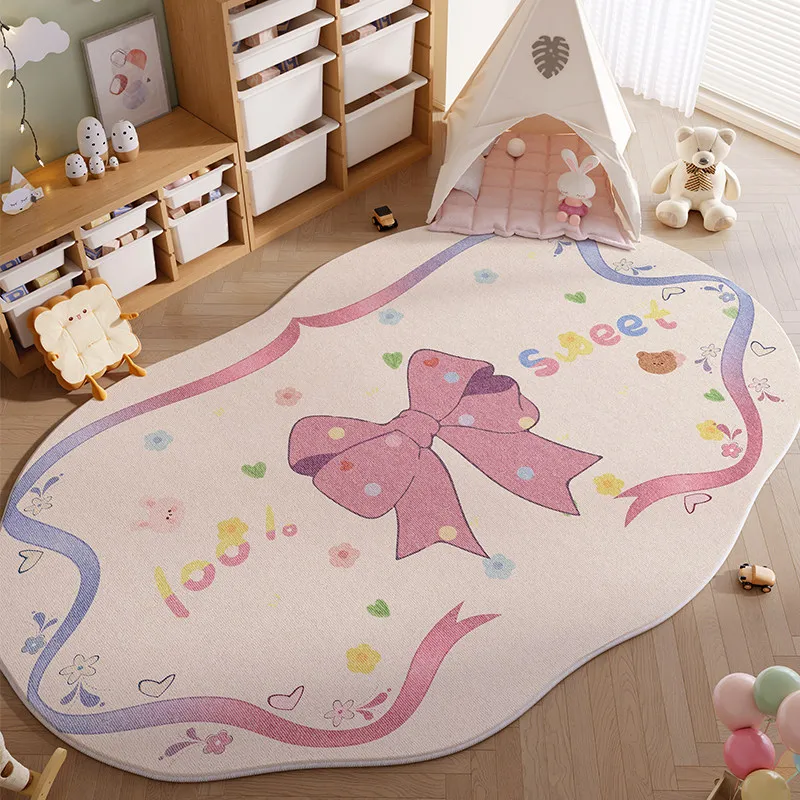 

Bow Pattern Rugs for Bedroom Thick Plush Study Floor Mat Irregular Shape Living Room Decoration Carpet Fluffy Soft Cloakroom Rug