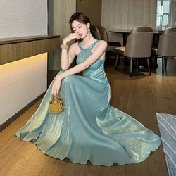 A-Leibniz - Host, Evening Dress, Summer, New Style, French, Halter, Waist, Large Swing Dress, Dress