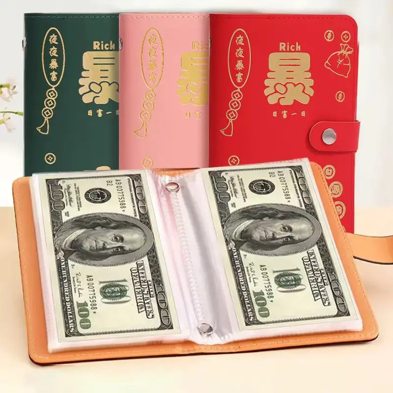 1 classeur pour plan d'épargne - peut contenir 100 feuilles, avec caractères chinois en relief pour le suivi du budget et la gestion des espèces