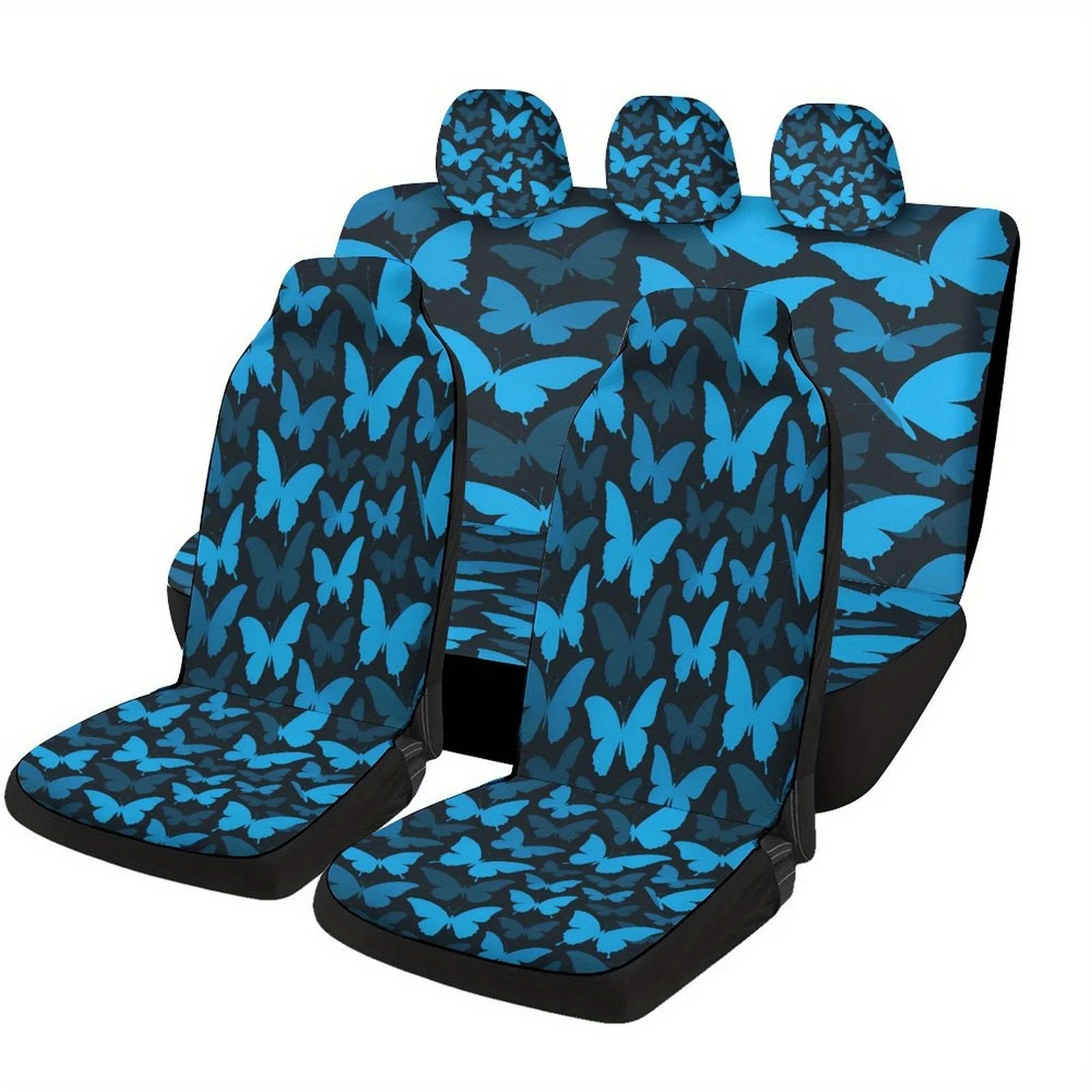 Blue Butterfly Pattern Designed Car Seat Cover Set For Most Cars ...