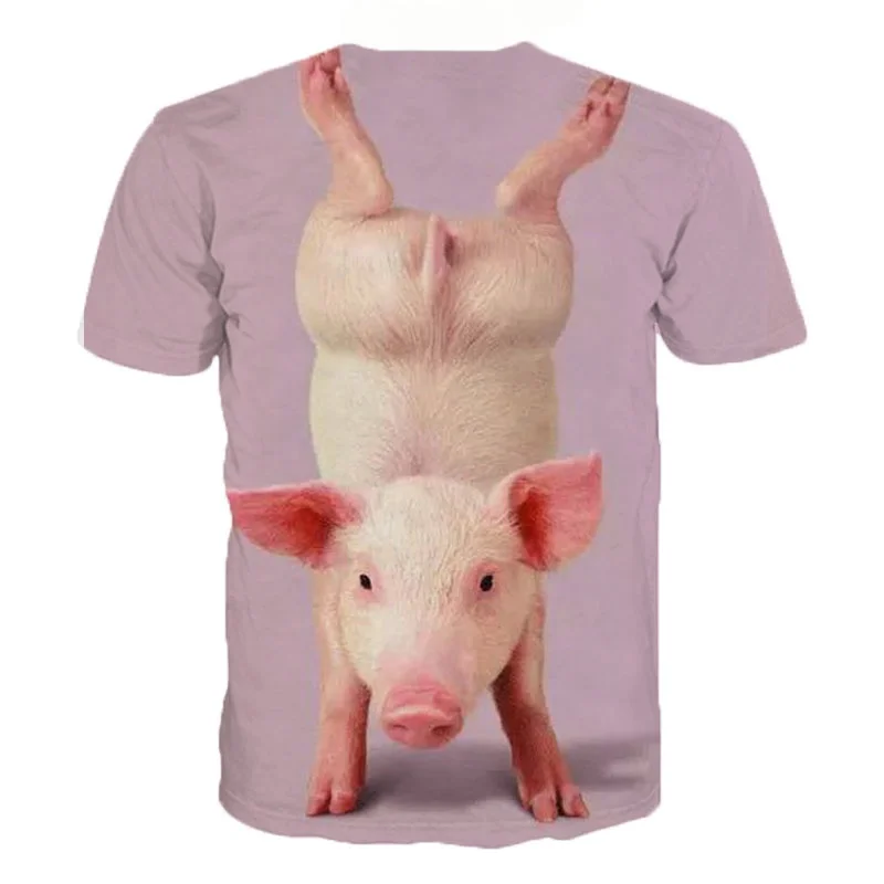 New Men\'s Ladies Kids Casual T-shirts Cute Animals Funny Pet Pig Print Fashion Street Style Breathable Light Summer Tops