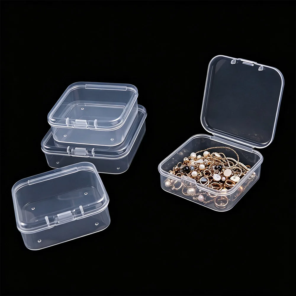 Mini Transparent Organizer Box Transparent Dustproof Mini Square Storage Box Flip Cover Container Dustproof Storage Boxes