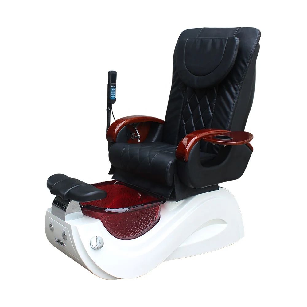 Professional Pedicure Spa Chair Adjustable Stainless Steel Swirl Vibrating Glass Plastic Fiberglass Nail Salon