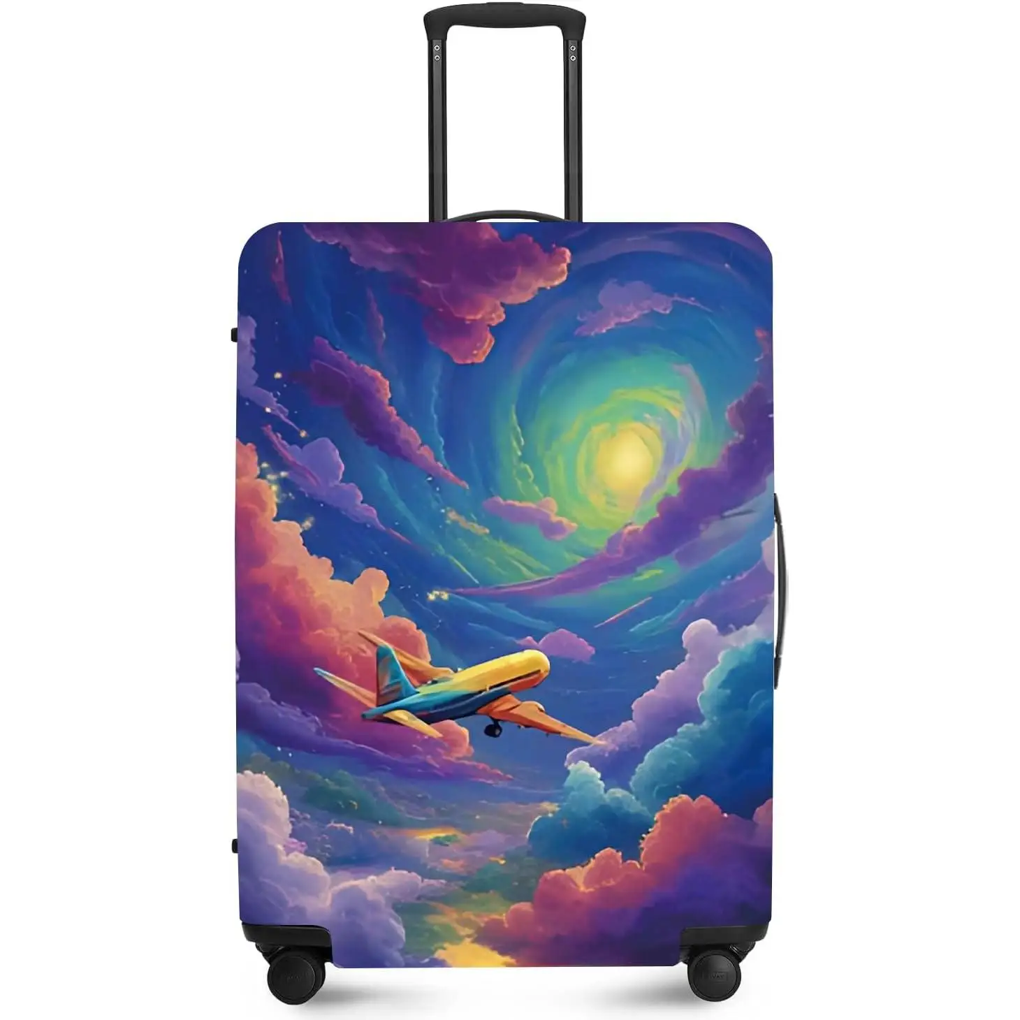 

Красочный моющийся чехол для чемодана с рисунком самолета Galaxy, чехол для чемодана, растягивающийся, подходит для багажа 18-32 дюймов