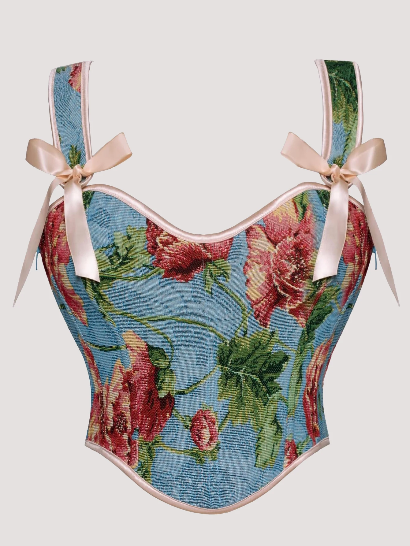 Korsett-Crop-Top mit Blumenmuster, Gothic-Bustier, Schnürkorsett, Damen-Korsett mit Schnürung, Bauchkontrolle, süß, elegant
