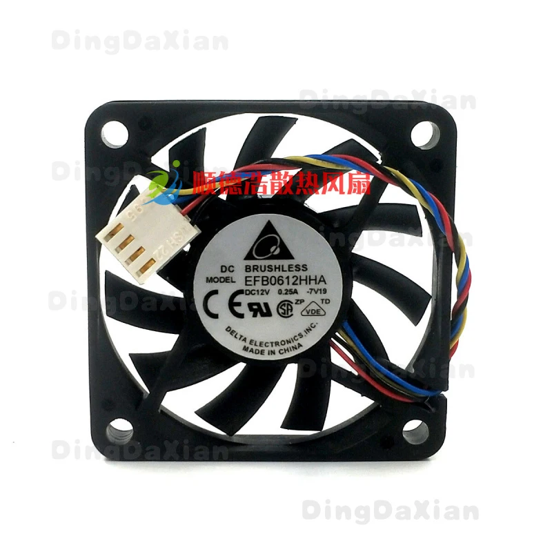 D 1PCS For Delta EFB0612HHA | 6010 12V 0.25A 6CM Ultra-thin 4-Wire PWM Axial Fan