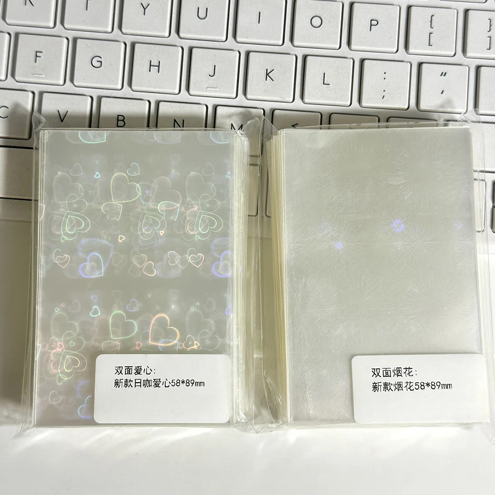 Fireworks Card Film Transparent Photocard Sleeves Korean Version Love Card Film INS Double-sided Card Film Flat Mouth Card Film