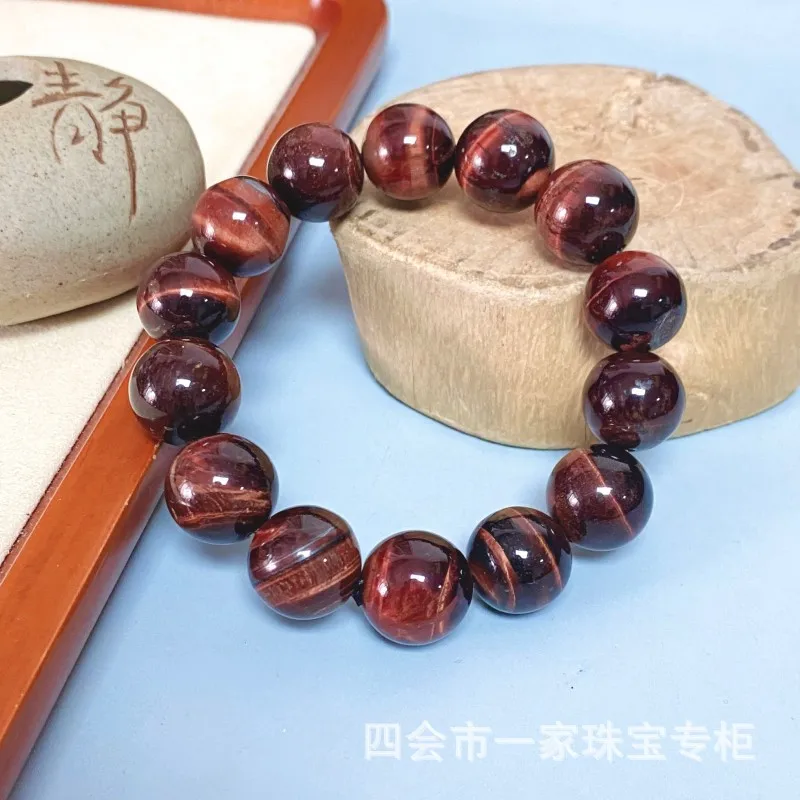 Natural Stone Bracelet for Men and Women, Fortune-Attracting Red Tiger Eye New Chinese Style Trendy Bead Couple Br