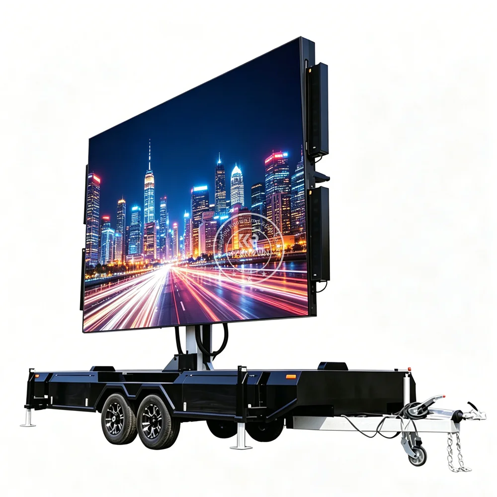 High Resolution Outdoor Mobile LED Advertising Trailer Digital Billboard Screen Trailer For Exhibition And Festival Events Use