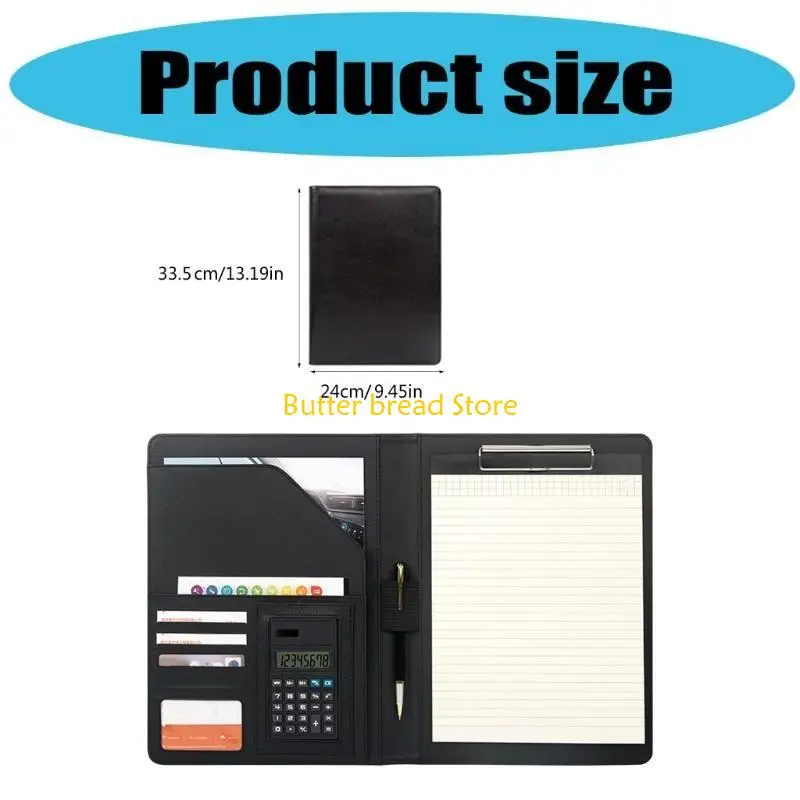 

W89C Leather Conference Folder with Writing Pad Business Document Case with Clipboard