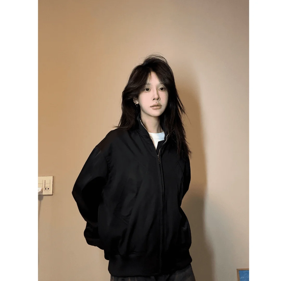 

American Sle Bomber Jaet Men's Spring Autumn Waterproof Satin Pilot Coat Couple's Baseball orm Loose Fit Youth Trend